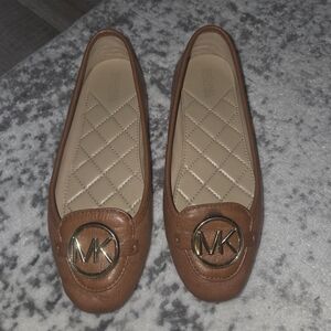 Michael Kors Lillie Brown Leather Ballet Flats